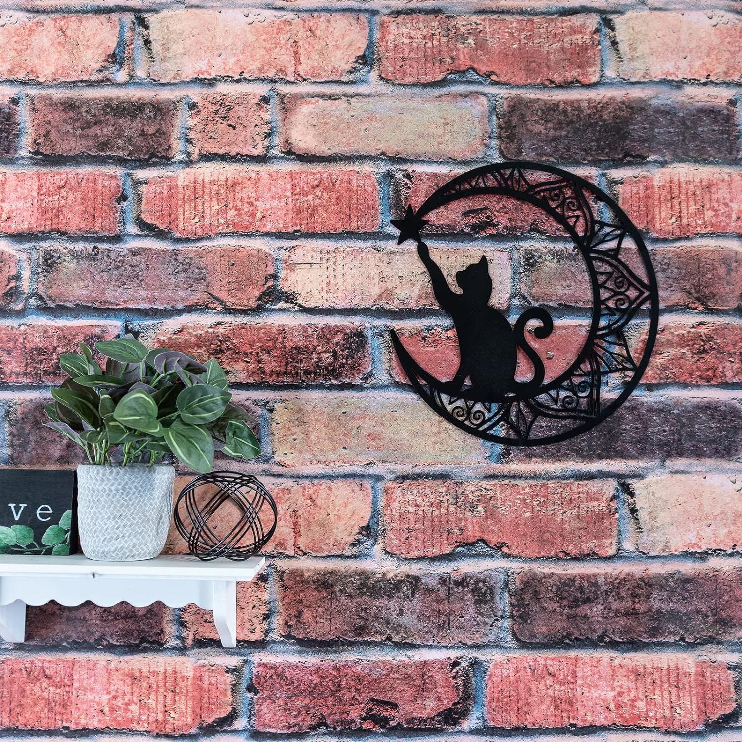 Interior and Exterior Decorating Cat Lovers Premium Black Cat and Moon Wall Art