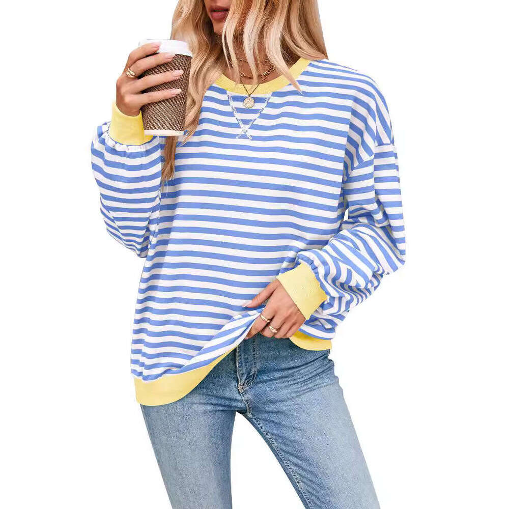 Women's 2024 Autumn/Winter Loose-Fit Casual Striped Hoodie