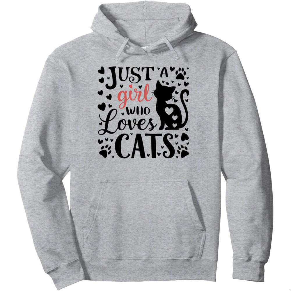 Hoodie for Mens Womens Cats Just a Girl Who Loves Adorable Cat Paws Hearts Pullover Hoodie Hoodies sweatshirt pullover jacket Long sleeve