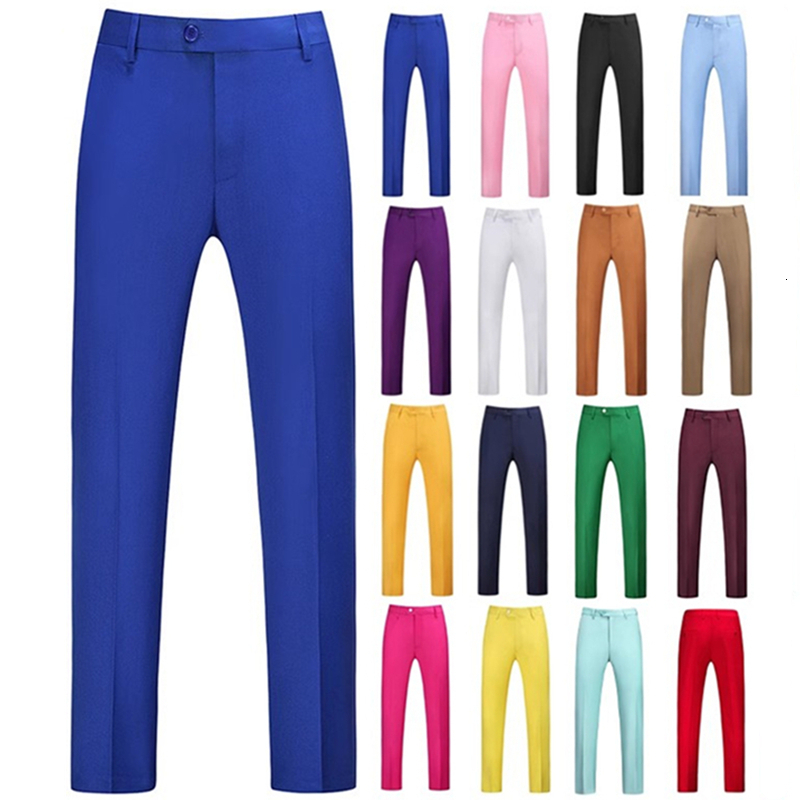 Fashion Mens Leisure Casual Boutique Solid Color Business Groom Wedding Pants Trousers w240816
