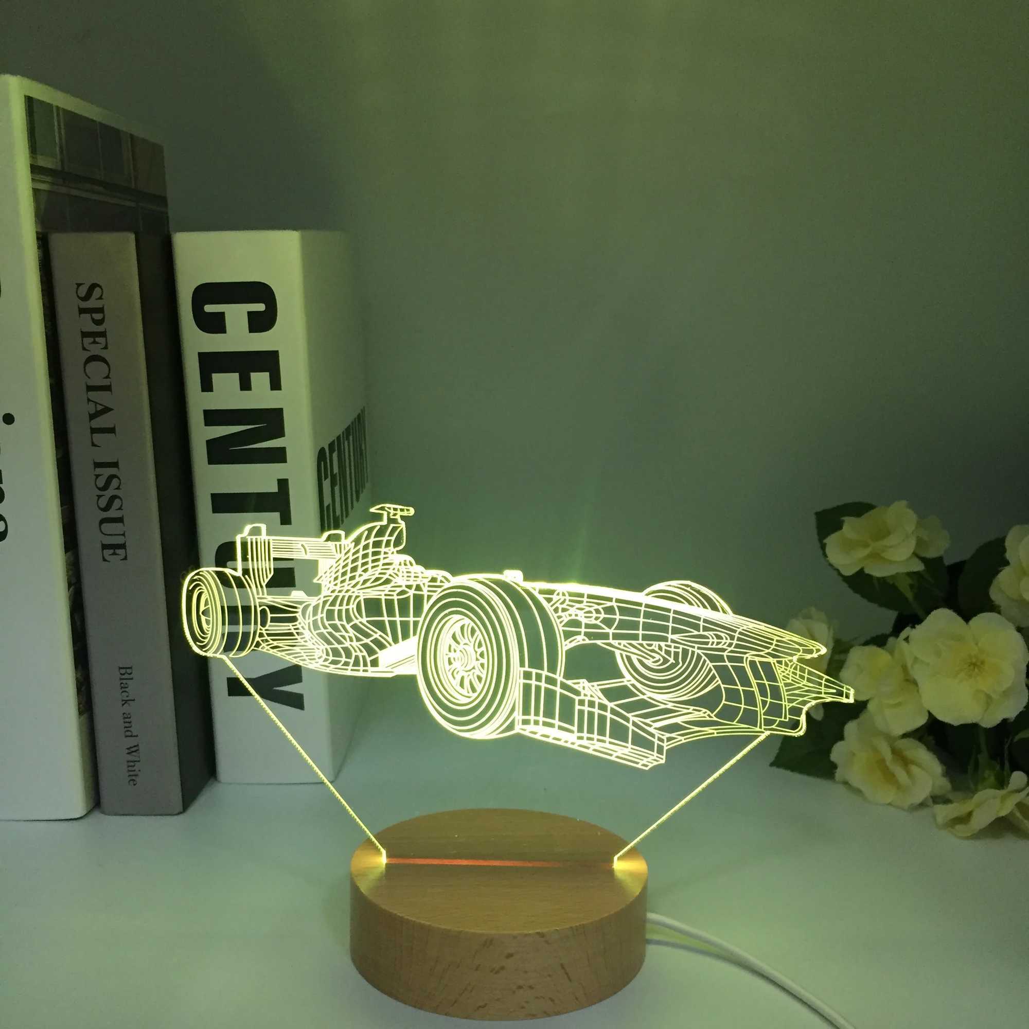 Sports Car F1 3D Fantasy Light Childrens Bedroom Decoration Night Light Color Change Atmospheric Activity Award LED Night Light Supercar B2408119