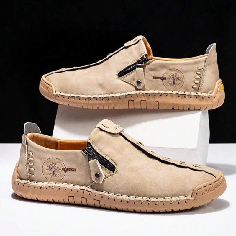 Handmade Leather Men Shoes Casual Slip On Loafers Breathable Leather Shoes Men Flats Moccasins Tooling Shoes Plus Size 240809