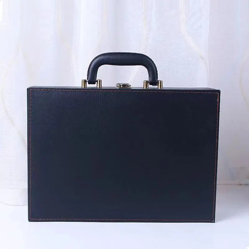 Cover Style Briefcase Mens Handheld Leisure Insurance Contract Document Storage Box 34X24X8.5CM 240816CJ