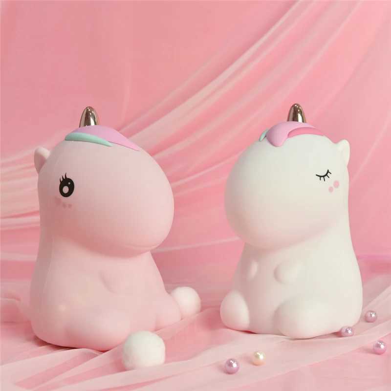 Silicone Unicorn LED Night Light Color USB Charging Light for Childrens Bed Used for Childrens Room Decoration Direct Shipping W240816