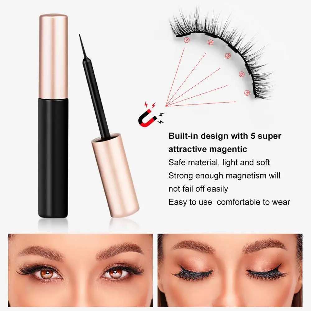 10 pairs of magnetic false eyelashes can be reused with eyeliner and tweets natural appearance thick false eyelash makeup W240803