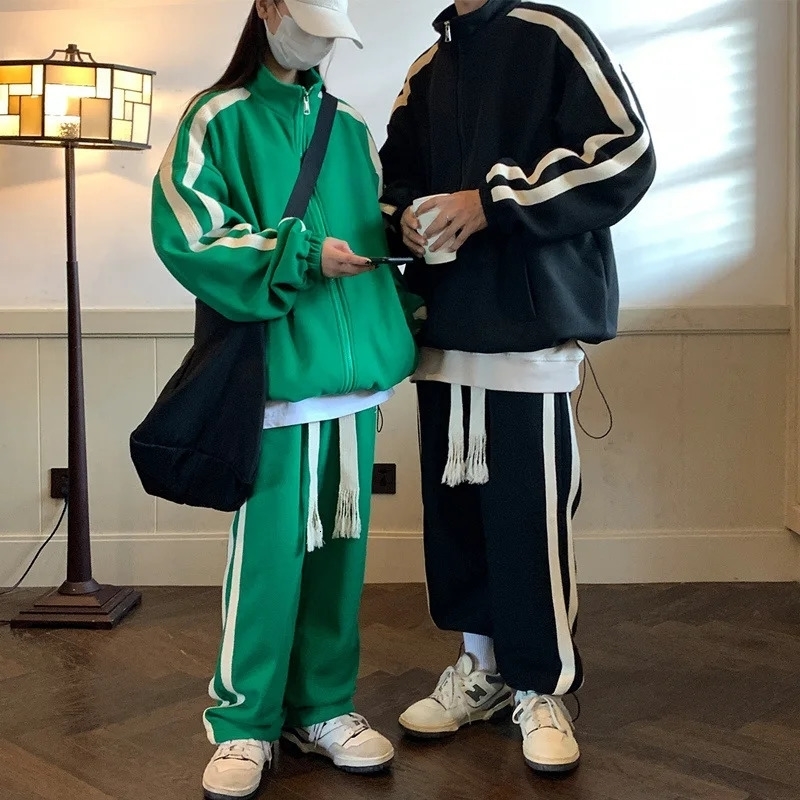 Unisex Sportswear Two-piece Hoodie Set College Style Team Uniform Autumn Winter Gender-neutral Outfit 240816