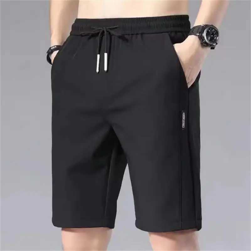 2024 Summer MenS Sports Shorts Solid Color Straight Pattern Loose Type Elastic Waist Drawstring Casual Shorts Jogging PantsXJ250213