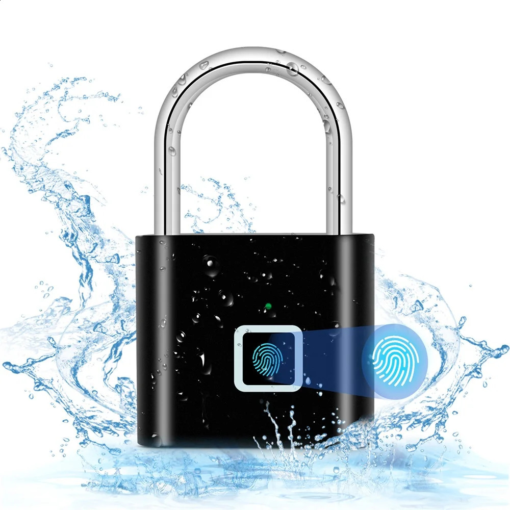 KERUI Keyless USB Charging Fingerprint Lock Smart Padlock Waterproof Door Lock 0.2sec Unlock Portable Anti-theft Padlock Zinc 240816