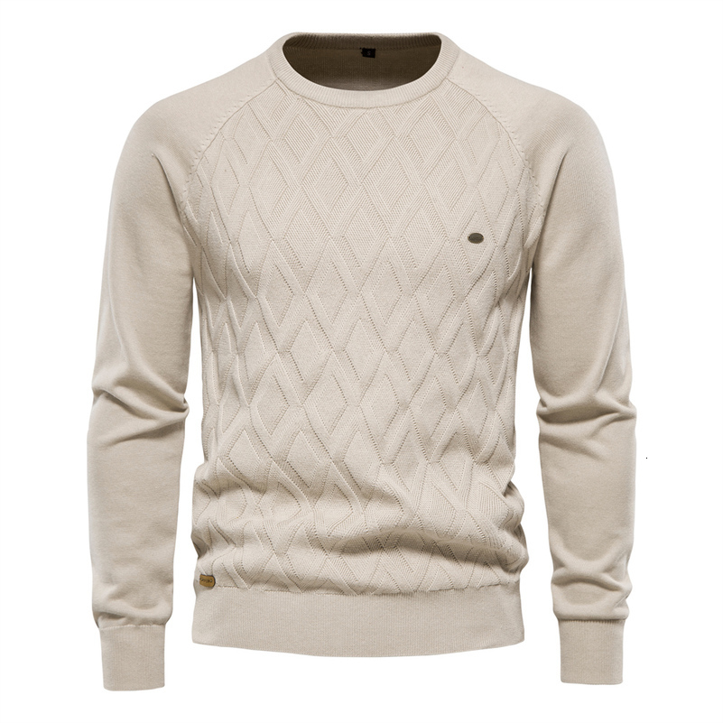 AIOPESON Argyle Basic Men Sweaters Solid Color O-neck Long sleeve Knitted Male Pullover Winter Fashion Warm Sweaters for Men 240816