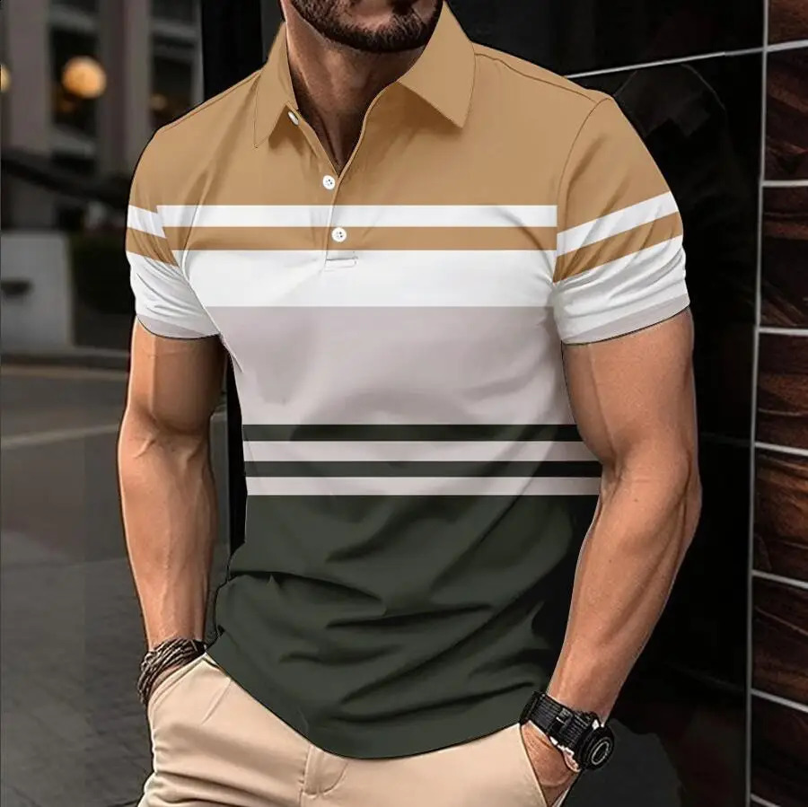 Men Clothes Summer Fashion Stripe Polo Shirt Men Casual Tops Polo Shirt 240816