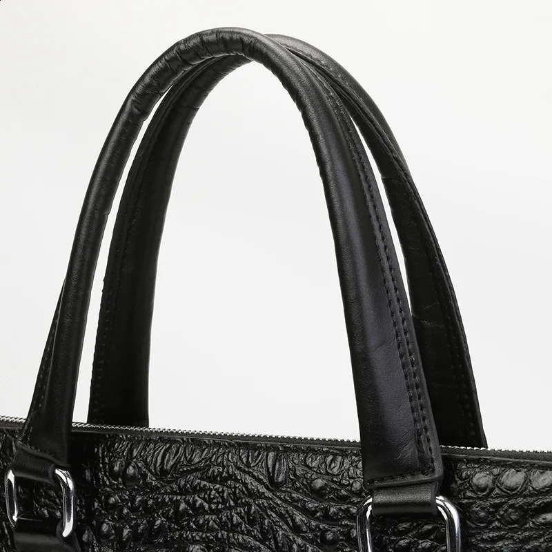 Cow Leather Laptop Bags Alligator Genuine Leather Mens Briefcase Pattern Travel Messenger Computer Bag 240816