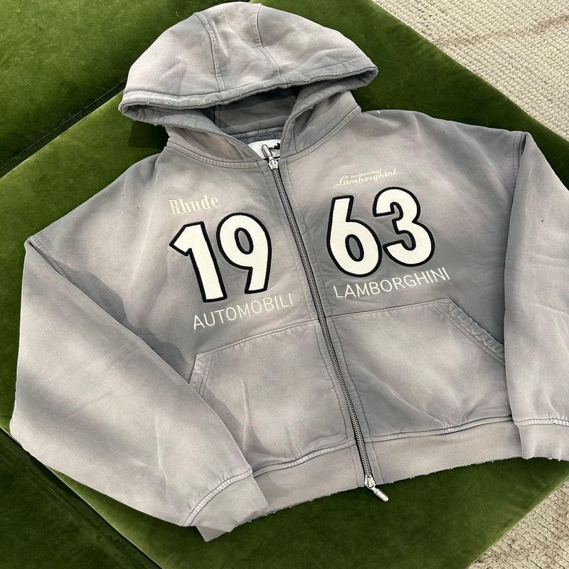 Harajuku letter embroidered jacket cardigan wool sweater Y2K Gothic zipper hooded casual sweatshirt loose top retro w240816