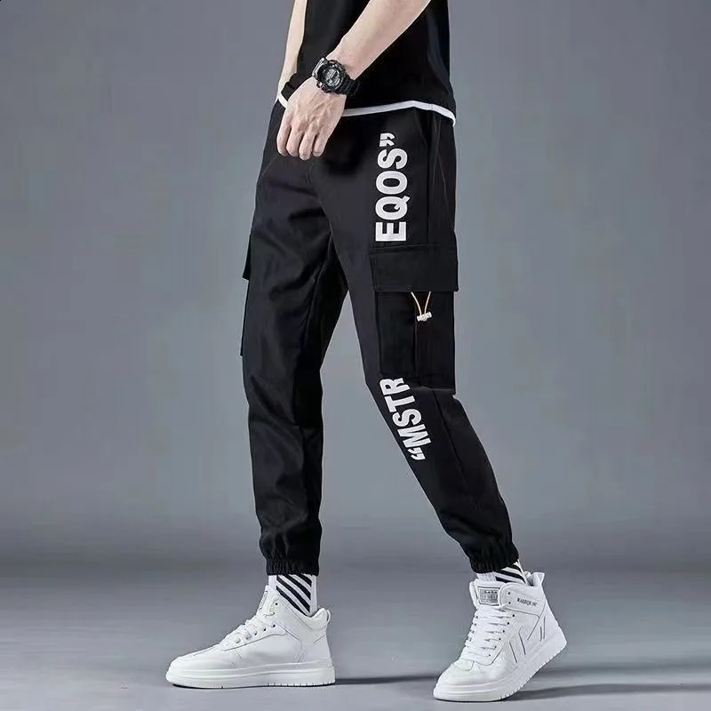 Classic n Multi Pocket Cargo Pants Mens Casual Loose Fit Drawstring Cargo Pants For Spring Summer Outdoor 240819