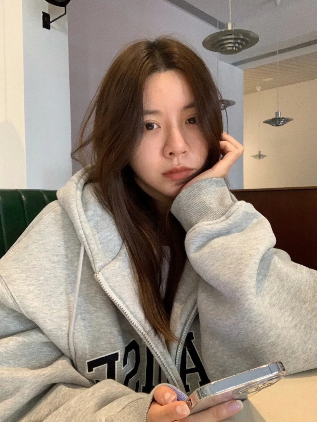 Korean Fashion Plus Wool Thick Casual Full Match Coat Womens Extra Large Letter Printed Sweater Harajuku Street Clothing Zipper Hoodie 240814