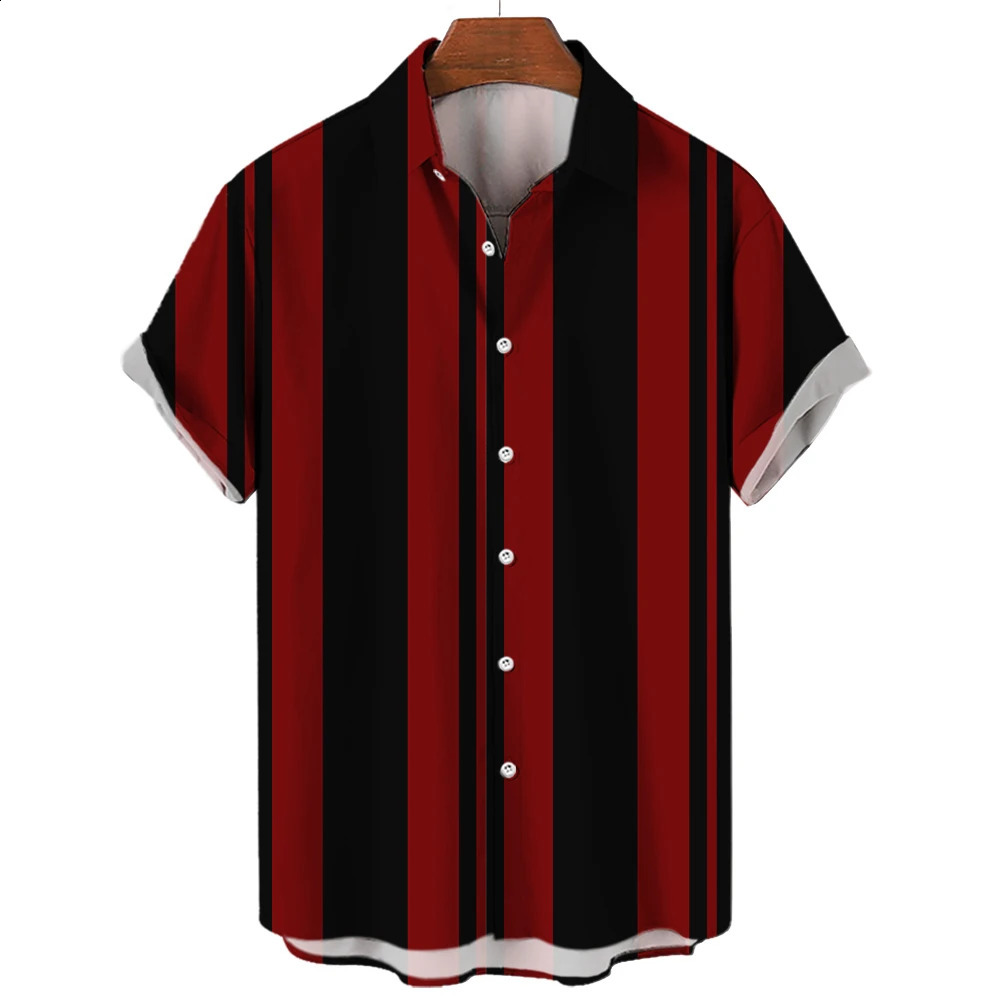 Hawaiian Stripes Simple Shirt For Mens Casual Fashion Streetwear Dazn Short Sleeve Breathable Top Clothing Harajuku Holiday 240816