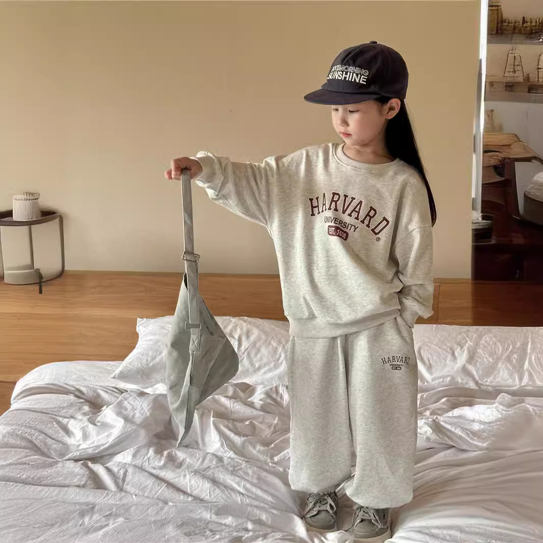 Children's 2024 Autumn New Product Boys' Letter Printed Sports Baby Hoodie and Pants Two Piece Set Trendy F53.9-08.19