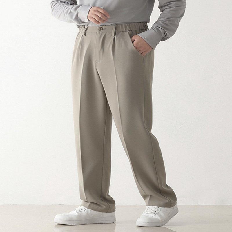 Spring and autumn casual pants mens Korean fashion elastic polyester loose straight half width set w240816