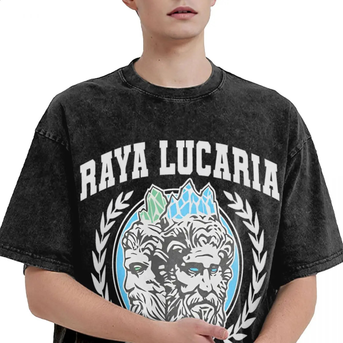 Vintage washed Tshirt Raya Lucaria Academy cotton EEldens game RRings casual couple summer Y2K fun top 240819