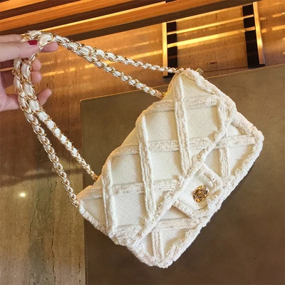 Women Canvas Shoulder Messenger Crossbody Bag Ladies Vintage Handbag Female Cotton Wool Cloth Shopping Bags pearl 240816