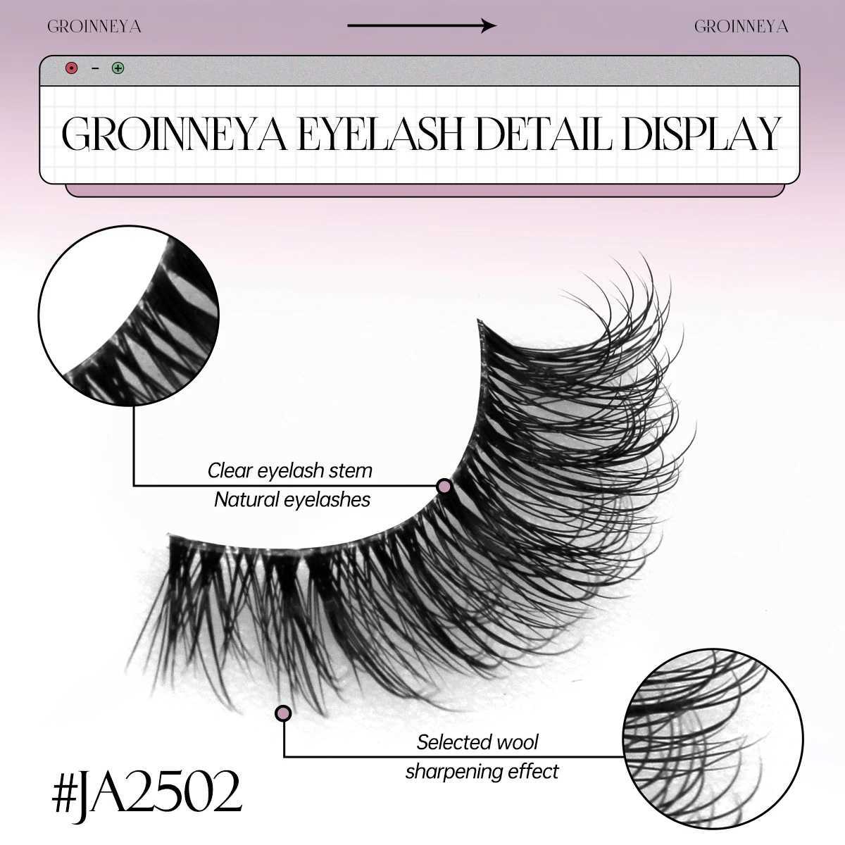 Groinneya semi false eyelashes semi soft natural cat eye eyelashes natural appearance unviable with fluffy eyelashes W240803