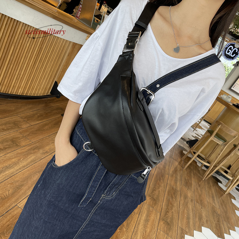Swissmilitary Versatile Chest for Women 2024 Summer Trendy and Fashionable Crossbody Dumpling Texture Soft Leather Casual Small Bag #32