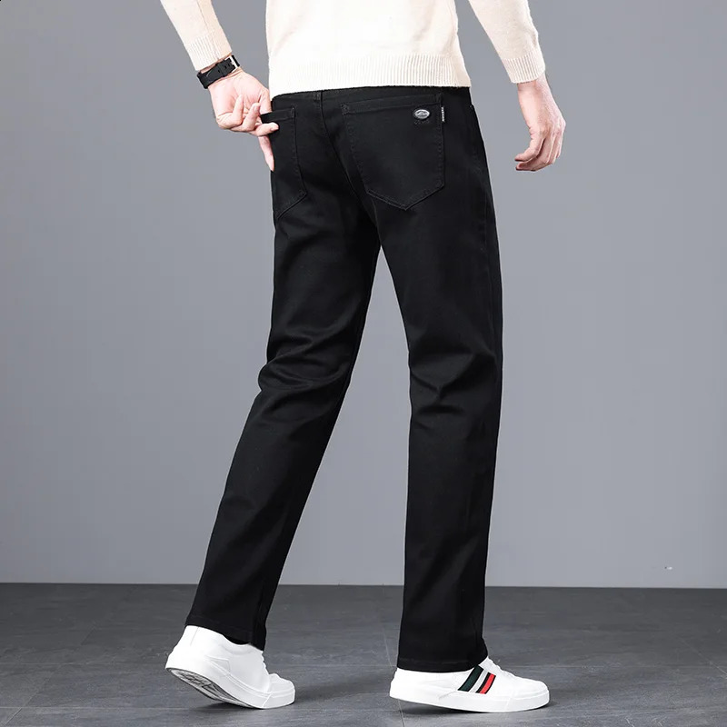 Autumn Mens Fashion Baggy Jeans Gray Black Stretch Straight Classic Denim Trousers Male Versatile Comfortable Casual Pants 240819