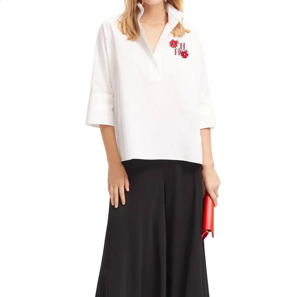 Women Shirt Summer Elegant Temperament Short Sleeved White Shirt Blouse 100% Cotton Shirts Womens Casual Solid Color Tops 240819