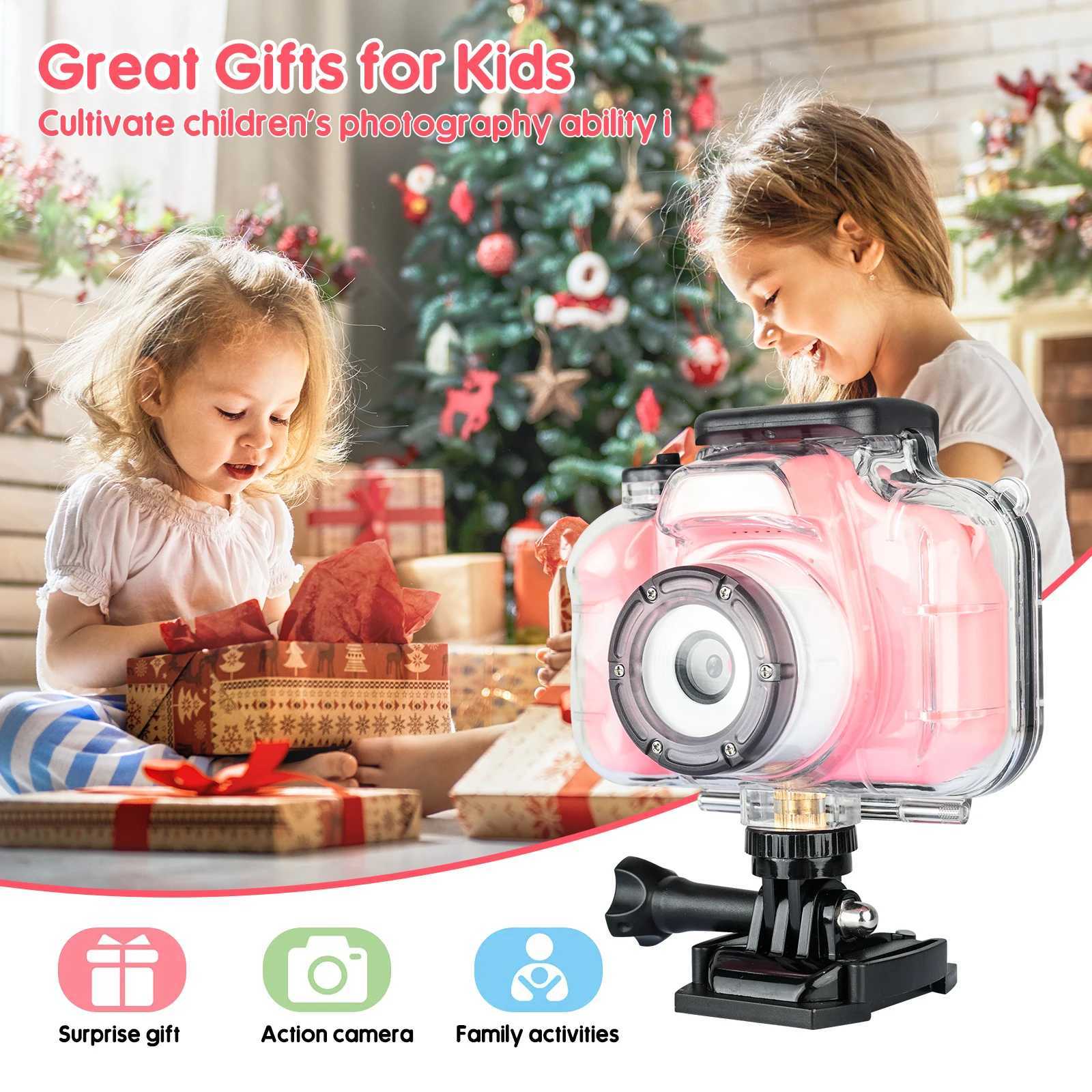 Toy Cameras Underwater 10 Meters Waterproof Children Camera Toys Digital Kids Cameras Selfie Dual Camera Beginner Boys and Girls Toy Gifts LF819