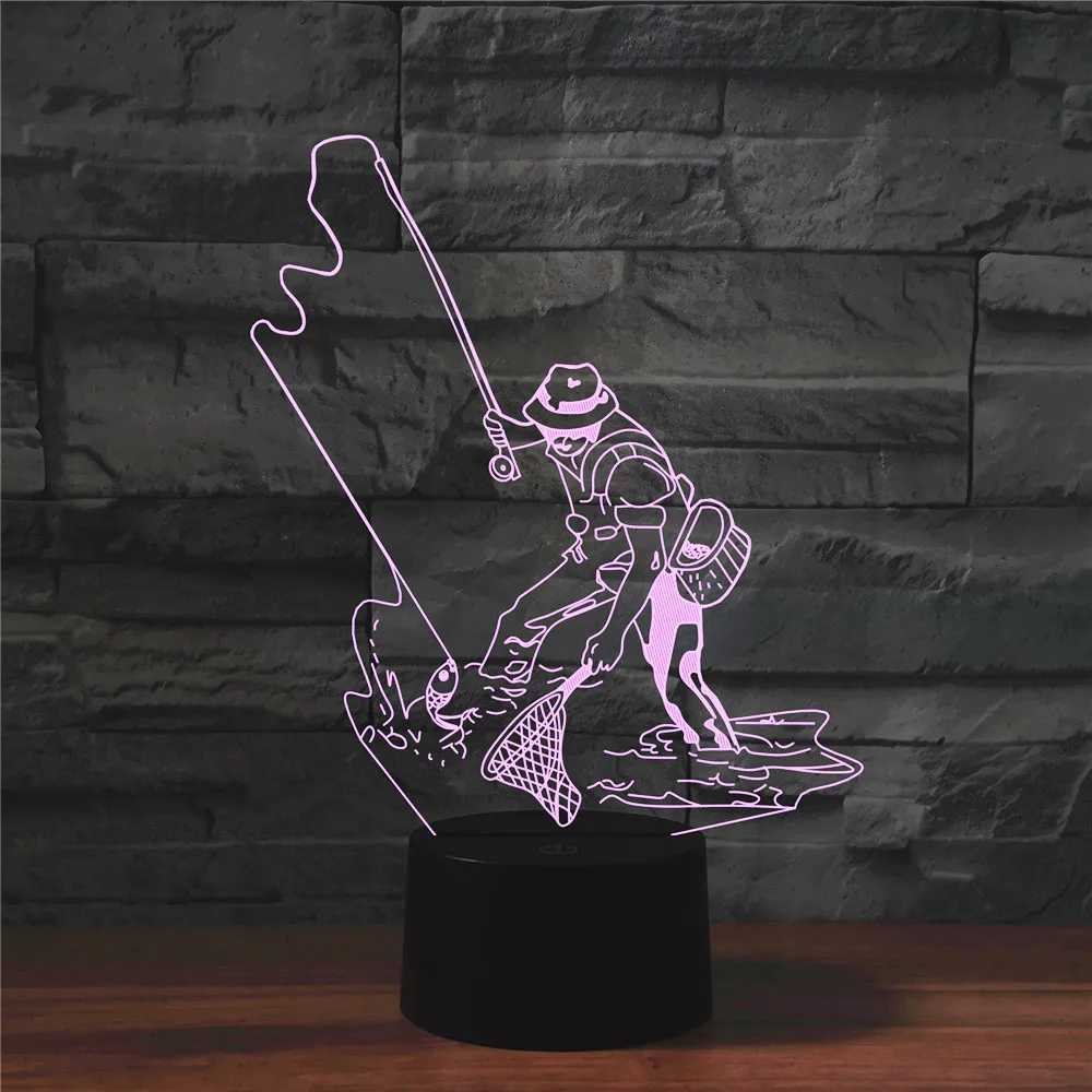 3D Fishing Light Fantasy LED Night Light Touch Fish Table Desk Light Home Room Decoration Christmas Gift W240816