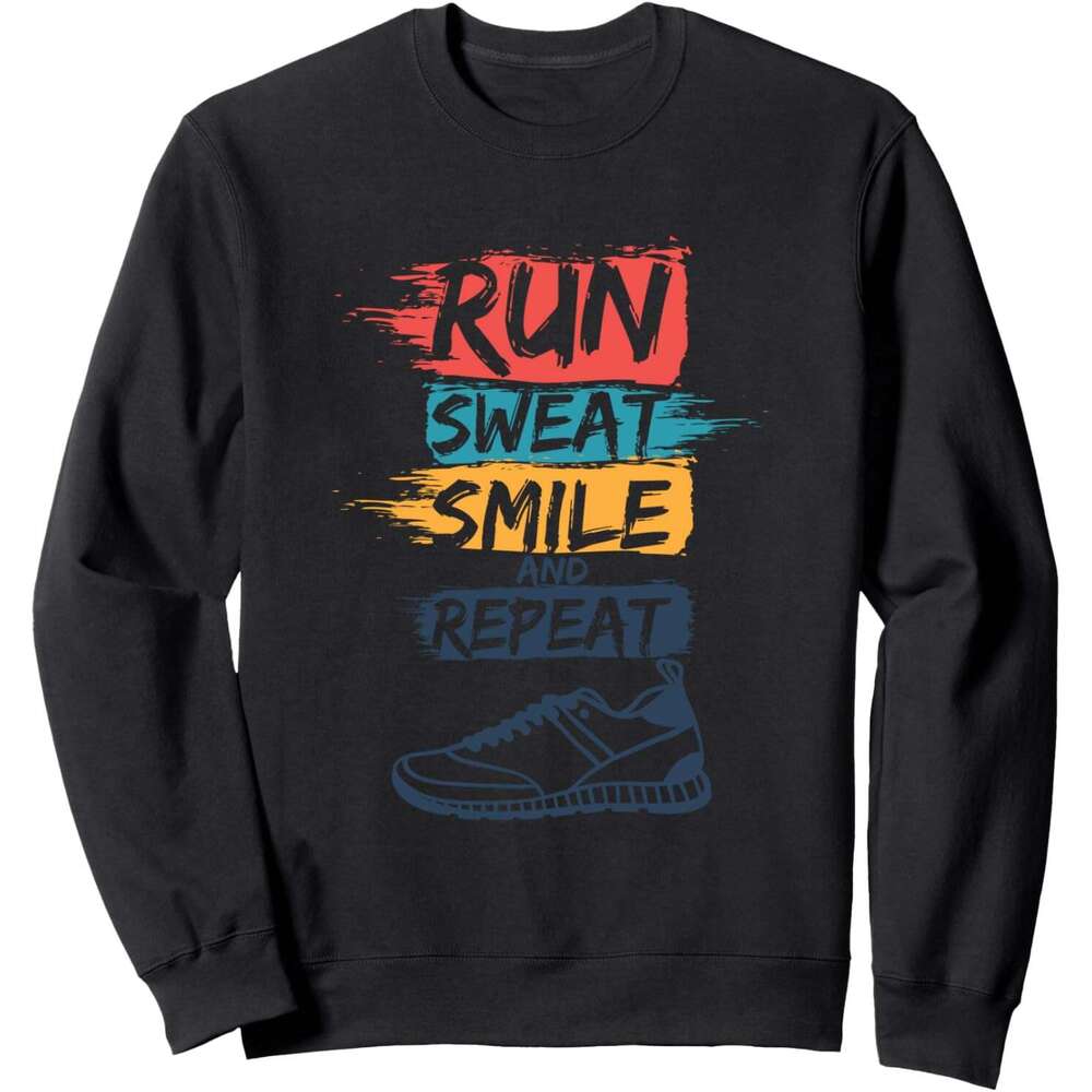 Long Sleeve Shirts for Men sweatshirt Run Sweat Smile Repeat Sport Funny Runner Gift Sweatshirt Tee Streetwear Casual tops clothes