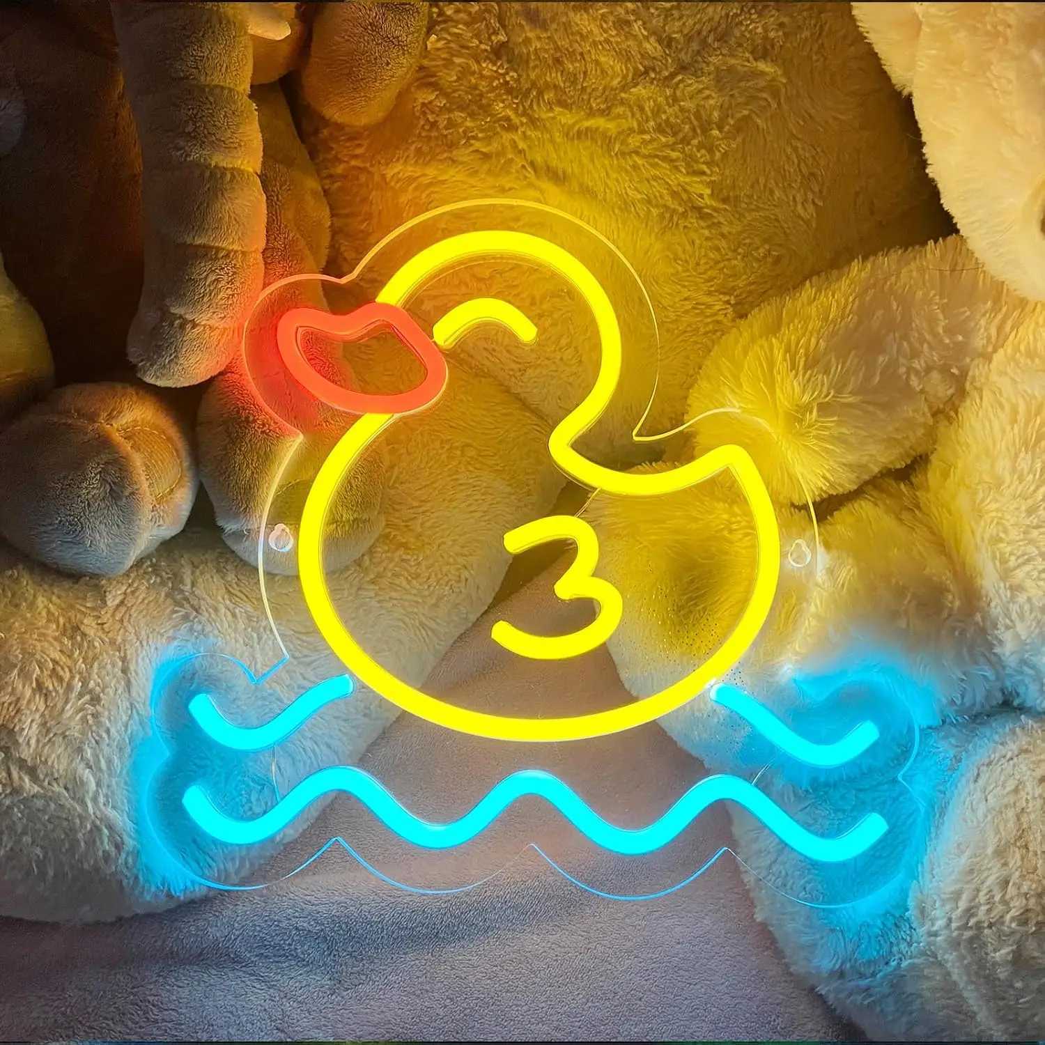 Duck Neon Sign Birthday Gift for Kids Room Decor LED Neon Light Sign By USB Night Light With Dimmable Duck Decor for Wall Decor Y240817