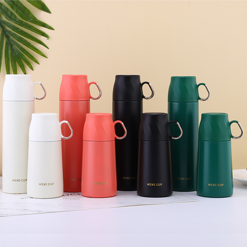 Portable Thermos Cups and Mugs 304 Stainless Steel Water Hle Cup Lid for Boys Girls Thermo Bottles Coffee 210615