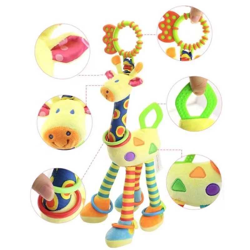 Giraffe Plush Toys Photography Accessories Teether Toys Car Bells Bed Bells Multifunctional Early Learning Giraffe ToysXJ240819