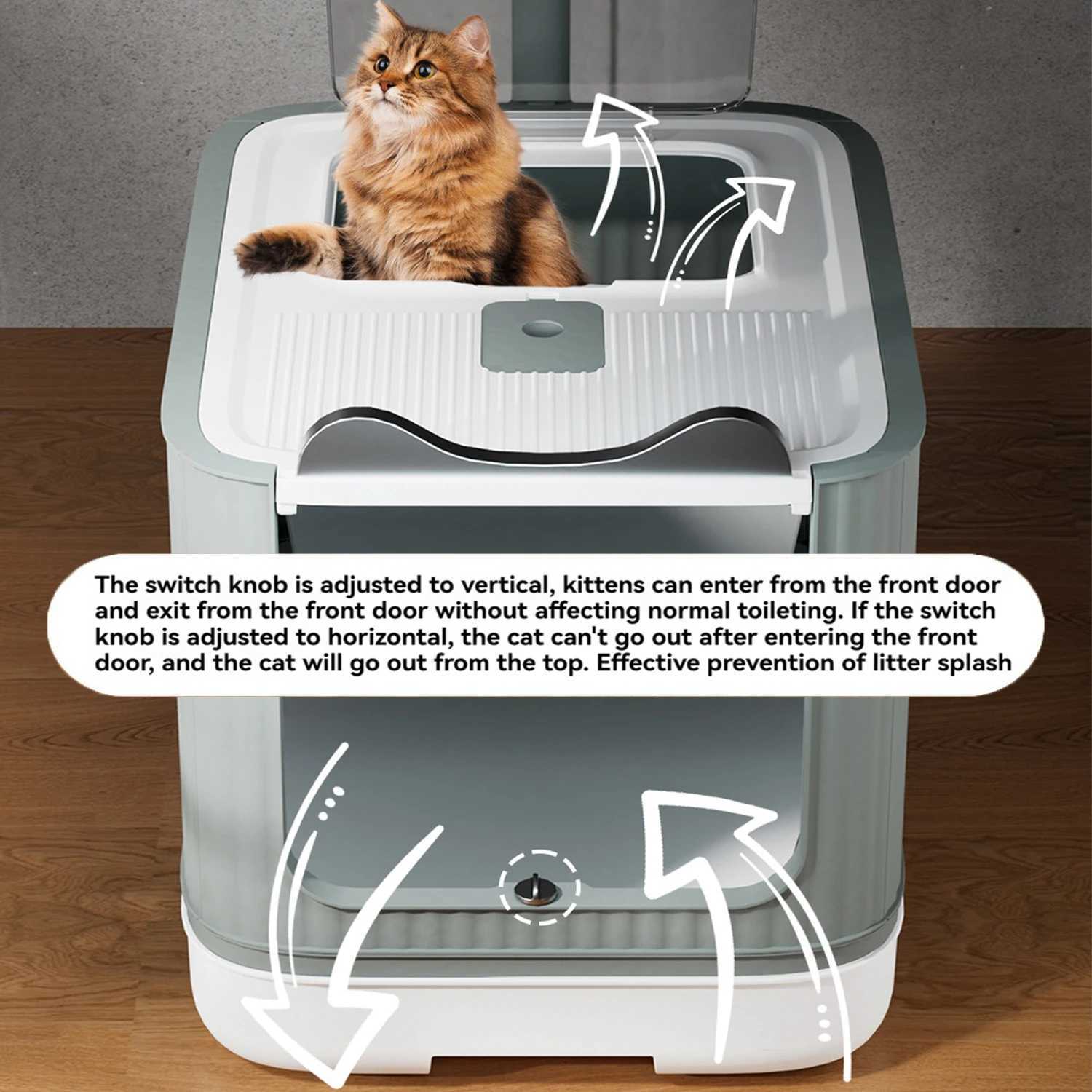 Pet Box UV Lights Top Drawer Litter Pan Fully enclosed with in/out door control Disinfecting and deodorizing For cat Y240819