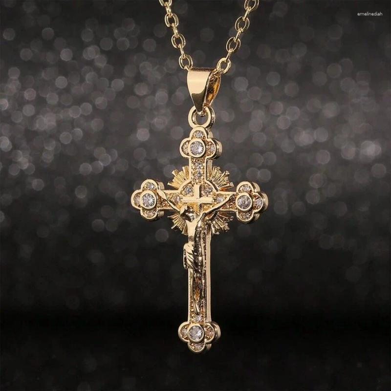 Shiny Gold Cross Pendant Necklace with Rhies - Hip Hop Jewelry for Men and Women 4