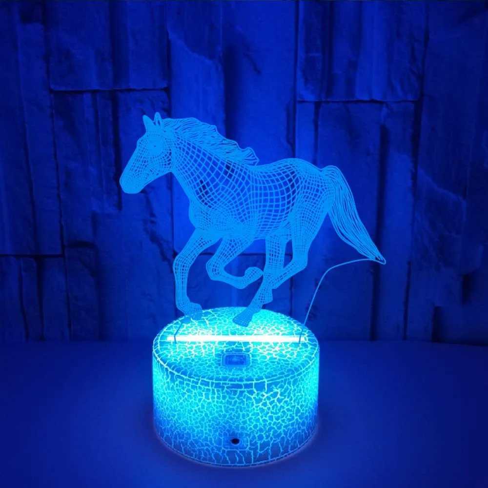 3D Fantasy Lamp LED Childrens Night Light Horse Table Lamp Bedroom Holiday Christmas Lamp Childrens Decorative Gift W240816