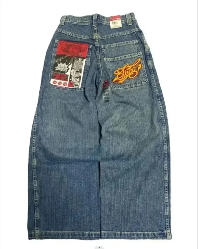 Jeans Y2K Women Baggy Jeans High Quality Embroidered Streetwear Hip Hop High Waisted Jeans Vintage Mens Wide Leg Pants 240819