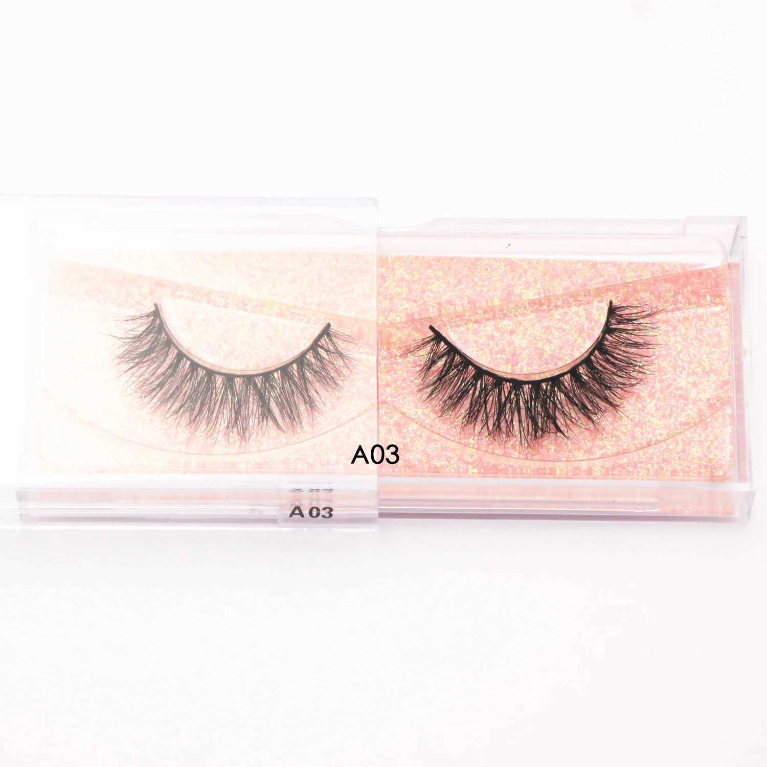 Mink eyelashes natural long 3D mink eyelashes cruel no manual false eyelashes makeup false eyelashes short soft reusable eyelashes A03 W240803