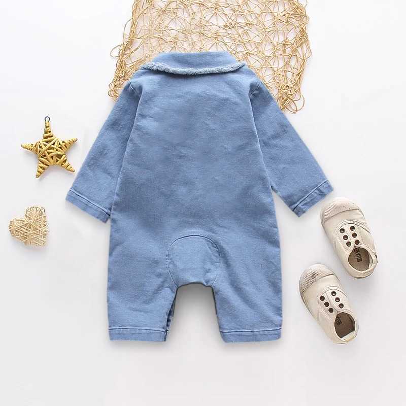 DIIMUU baby girl clothing childrens top denim pants fashionable childrens casual jumpsuit long sleeved Trouser W240806