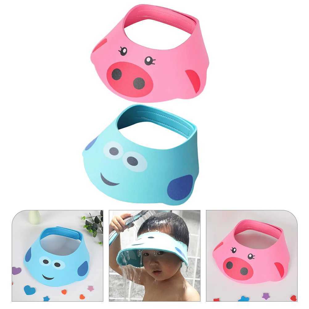 2 childrens shampoo caps toddler shower caps baby shower liners and childrens product labelsW240717