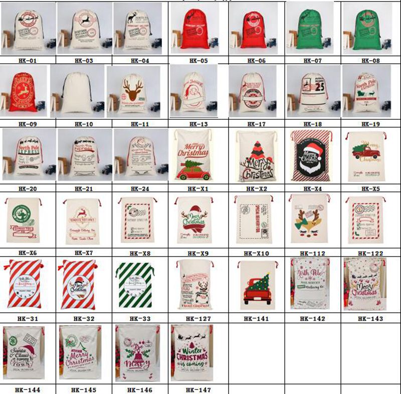 Christmas Decorations Santa Sack Drawstring Bag Gift Bags Large Heavy Canvas Bag With Reindeers Santa Claus Sack Bags Candy Bags for kids WLL