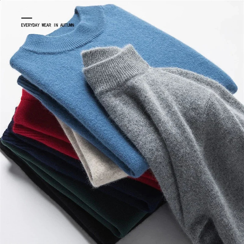 Winter Men Woolen Sweater Warm Solid Color cashmere Inner lap Pullovers Mens Casual fashion Sweaters Turtleneck Knitwear 240816