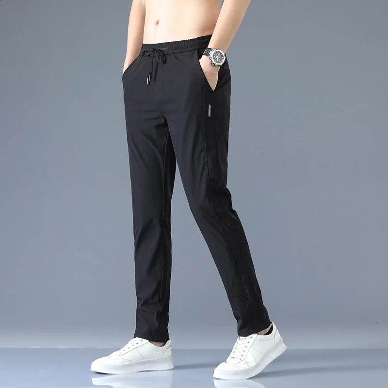 Spring Summer Mens Casual Pants Slim Pant Straight Thin Trousers Male Fashion Stretch Khaki Jogging 28-38 240819