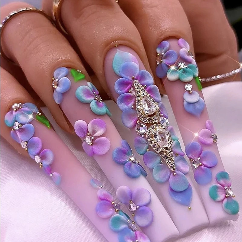 1box Acrylic Jewelry Handmade Flowers Kawaii Nail Art Charm Stickers 3D Acrylic Nail Decoration 240814
