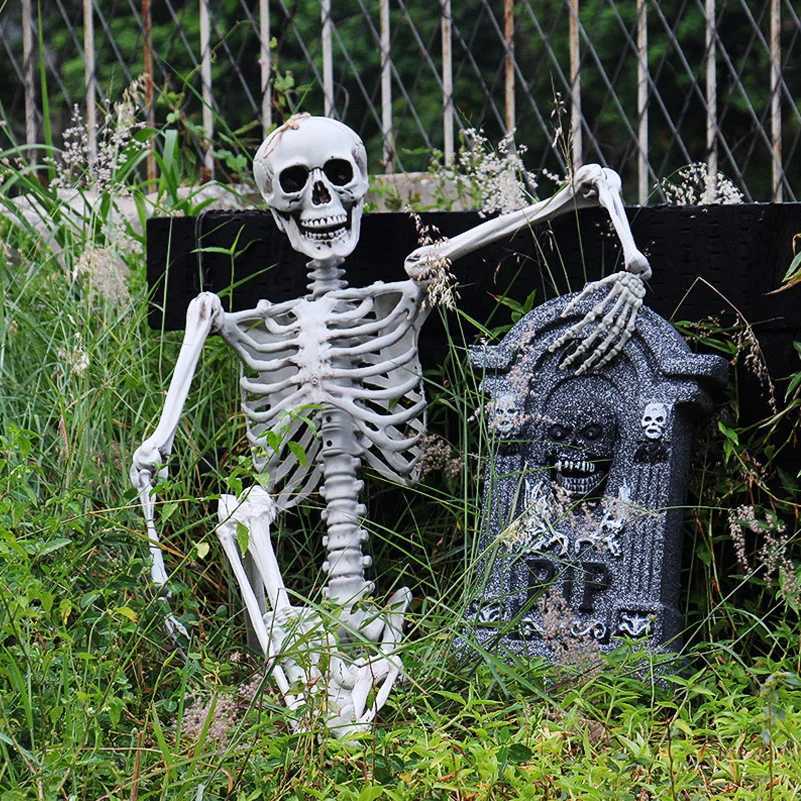 Halloween Decoration For Home 90CM Plastic Skull Skeleton For Bar Halloween Cosplay 2024 Skeleton Children Haunted House Decor CL240819