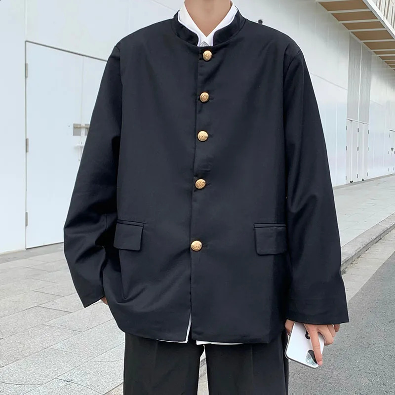 Japanese College Uniform Jacket Stand-up Collar Suit Jacket Top Mens Spring Summer College Wind Trend Men Coat School Uniform 240816