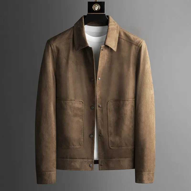 Designer jacket Autumn New Fashion Suede Jackets Men Clothing Turn Down Collar Slim Fit Casual Outwear Coats Single Breasted Chaqueta H70 M240819
