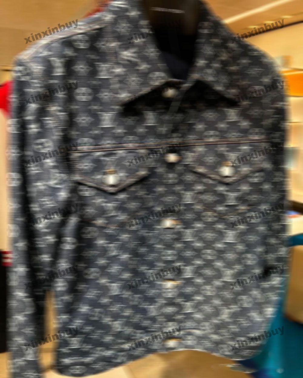 xinxinbuy Men designer Coat Jacket letter pattern jacquard fabric denim sets splicing letter long sleeve women red green blue black M-3XL