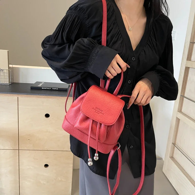 Womens Mini Shoulder Backpack Soft PU Leather Solid Color Shoulder Bags for Small Casual Bagpack Student School Backpacks 240816