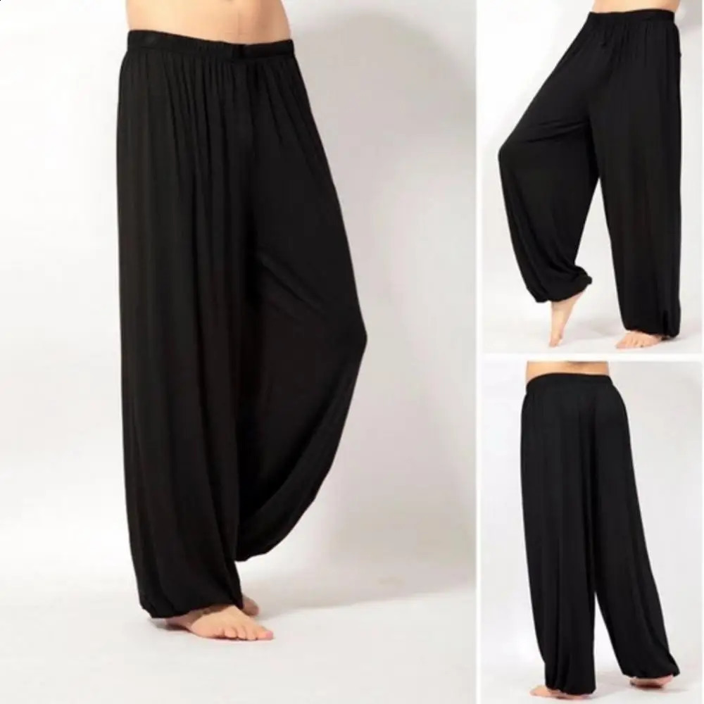 Yoga Pants Mens Casual Solid Color Baggy Trousers Belly Dance Yoga Harem Pants Slacks sweatpants Trendy Loose Dance Clothing 240816